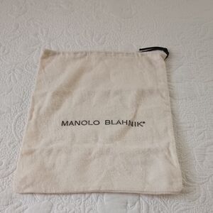 Manolo Blahnik Cream Dust Bag Black Logo Luxury Soft Bougie